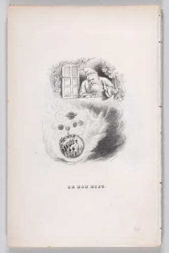 The Good God, from "The Complete Works of Béranger" by J. J. Grandville, print, 1836