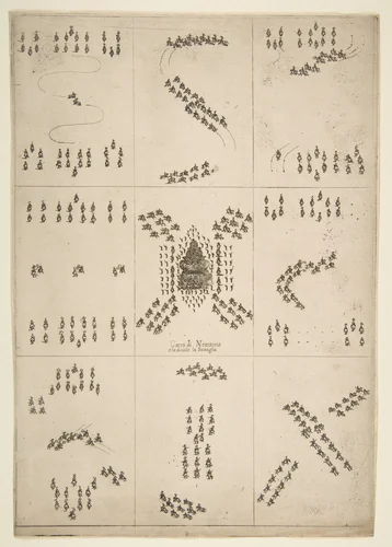 Various figures of horse ballet by Stefano della Bella, print, 1652