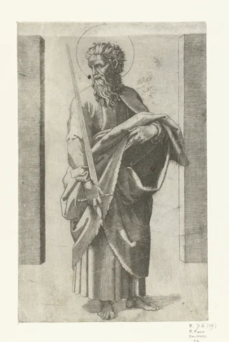Apostel Paulus met zwaard by Marcantonio Raimondi, print, 1517-1527