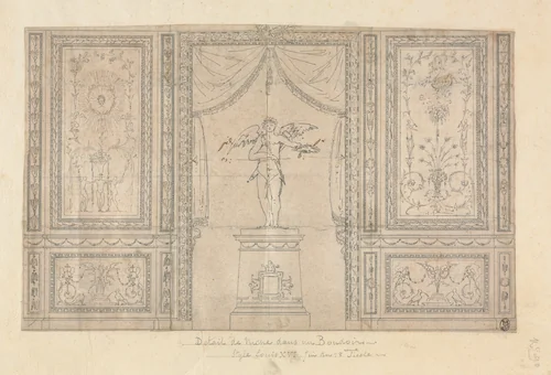 Statue of Cupid in a Wall Niche by Paolo Vincenzo Bonomini, drawing, 1775-1800