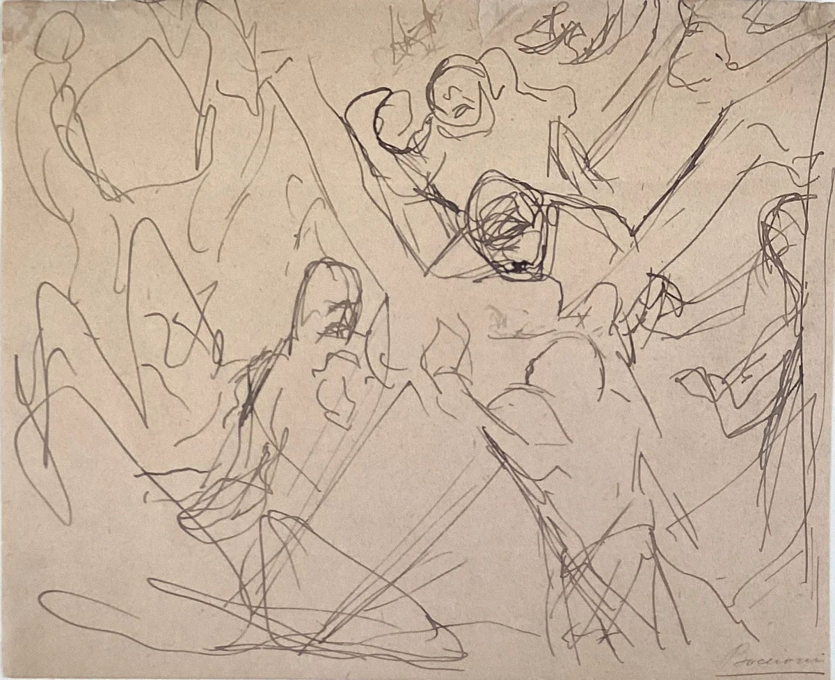 Study for "Mourning" by Umberto Boccioni, drawing, 1910