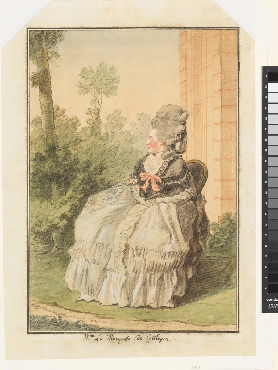 Madame la Marquise de Coëtlogon by Louis de Carmontelle, drawing, 1777