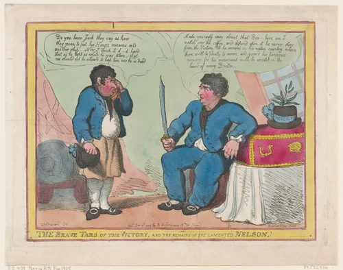 The Brave Tars of the Victory, and The Remains of the Lamented Nelson! by Thomas Rowlandson, print, 1806