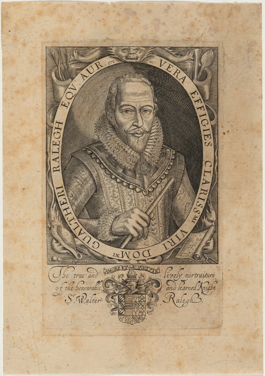 Sir Walter Raleigh by Simon van de Passe, print, 1595-1647