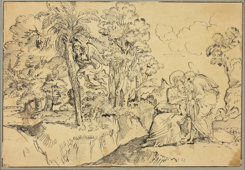 Rest on the Flight into Egypt by Michel Corneille, drawing, 1661-1708