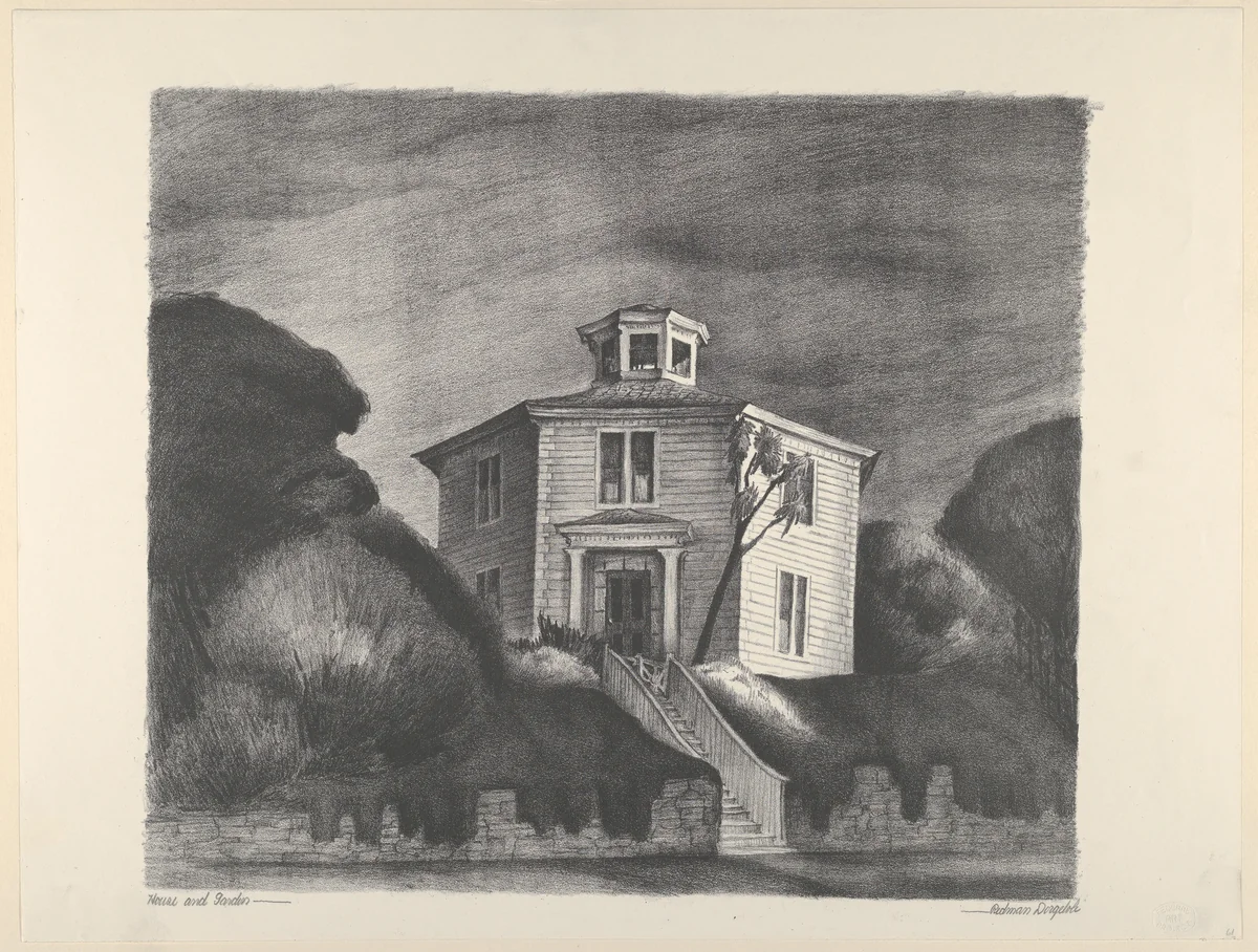 House and Garden by Marguerite Redman Dorgeloh, print, 1935-1943