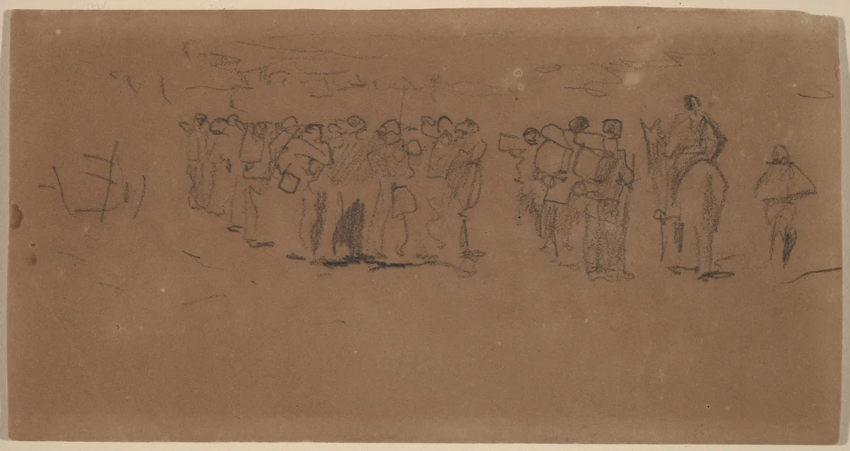 Preparing for the March by Winslow Homer, drawing, 1862