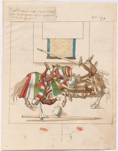 Mock Joust of War with Fixed Shields by German 16th Century, drawing, 1515