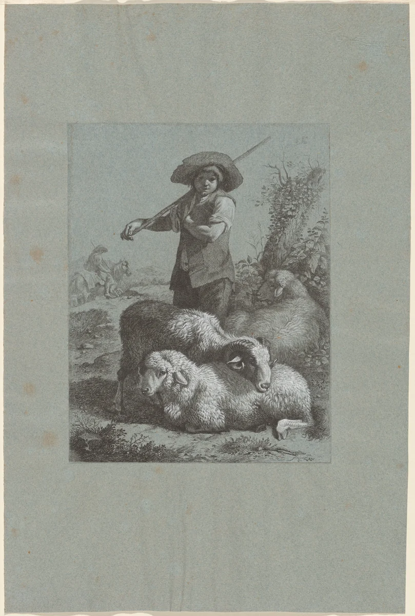 Shepherd Boy with Sheep by Francesco Londonio, print, 1764