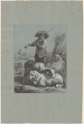 Shepherd Boy with Sheep by Francesco Londonio, print, 1764