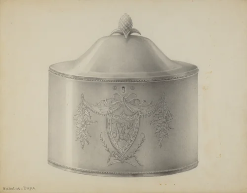 Silver Tea Caddy by Nicholas Zupa, index of american design, 1937