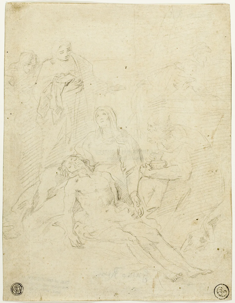 Pieta by Simone Cantarini, drawing, 1632-1700