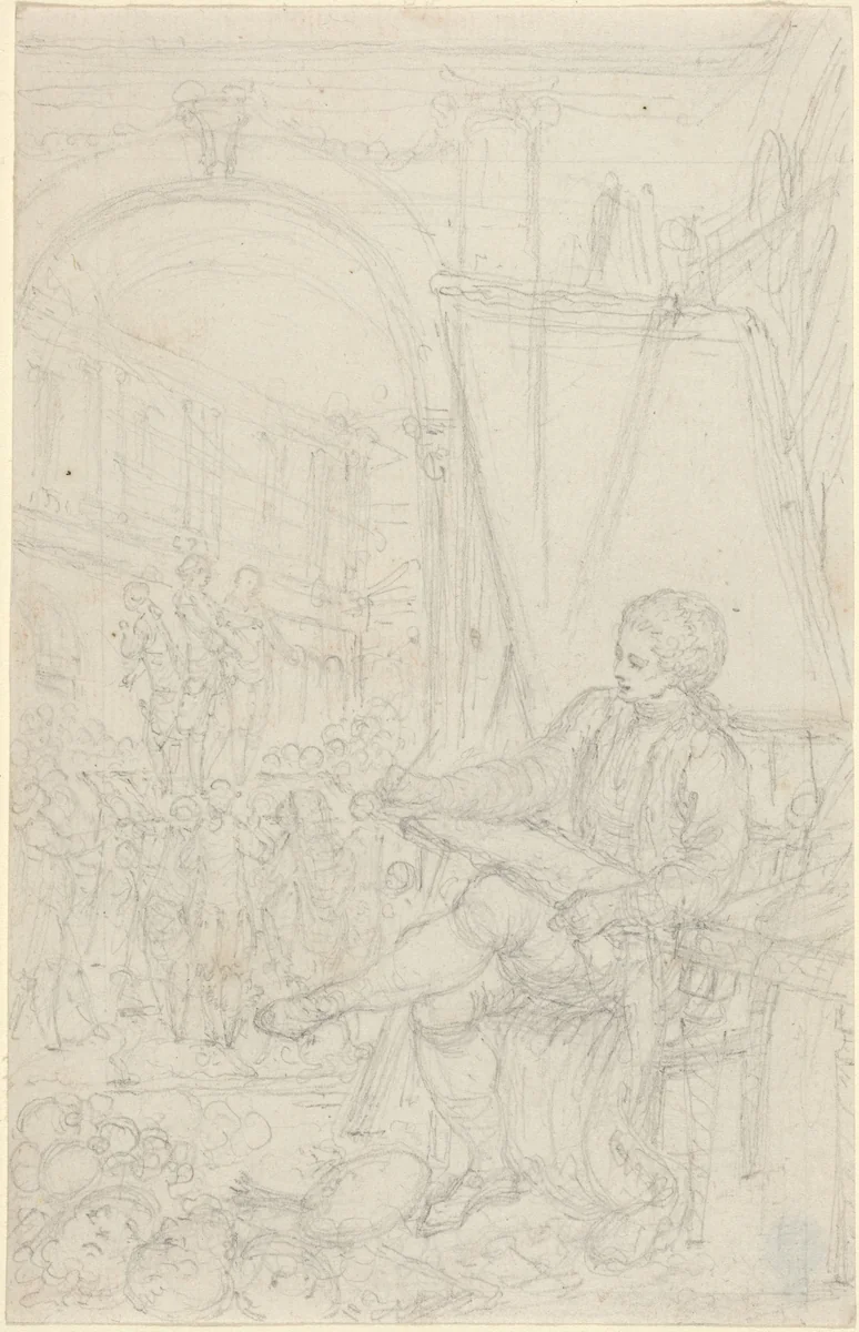 Self-Portrait by Hubert François Gravelot, drawing, 1730-1750