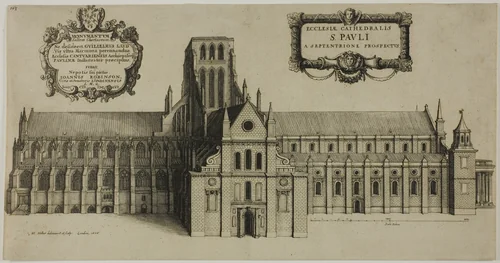 Old Saint Paul's Cathedral from the North by Wenceslaus Hollar, print, 1627-1677