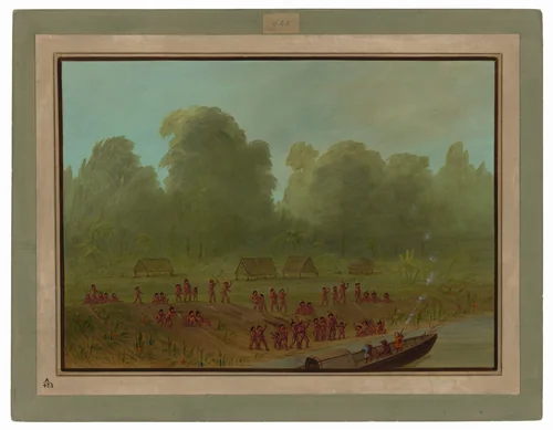 A Mayoruna Village by George Catlin, painting, 1854-1869