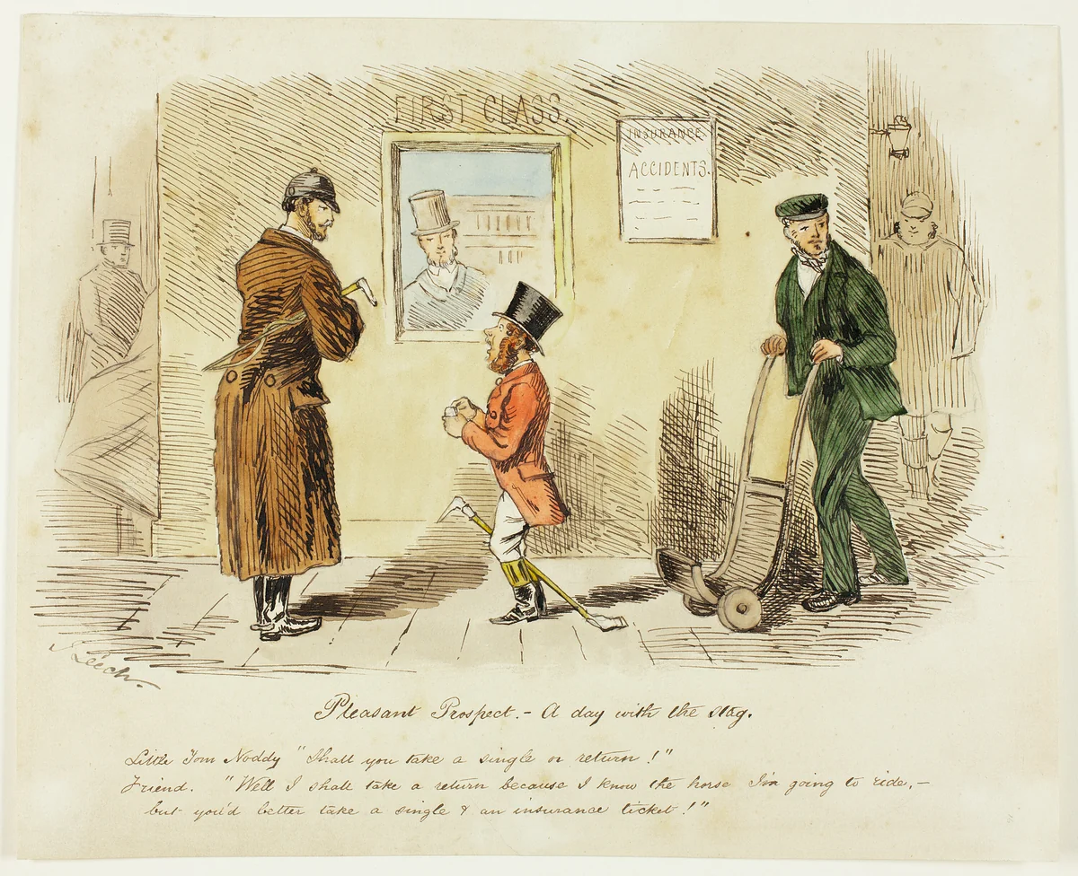 Pleasant Prospect: A Day with the Stag by John Leech, painting, 1837-1864