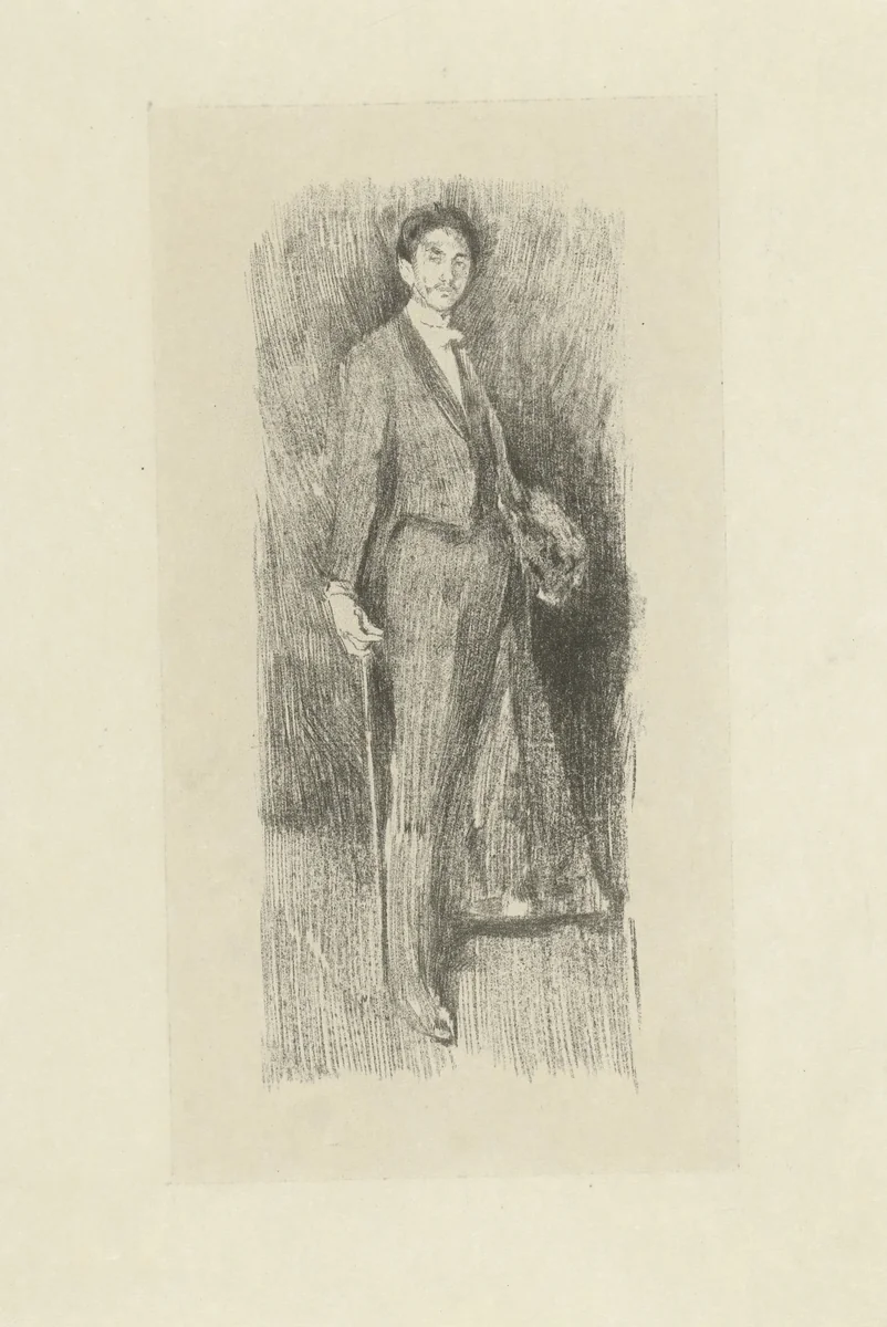 Portret van Robert de Montesquion by James Abbott McNeill Whistler, print, 1895