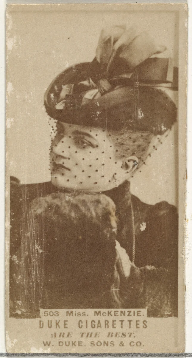 Card Number 503, Miss McKenzie, from the Actors and Actresses series (N145-7) issued by Duke Sons & Co. to promote Duke Cigarettes by W. Duke, Sons & Co., photograph, 1880-1889