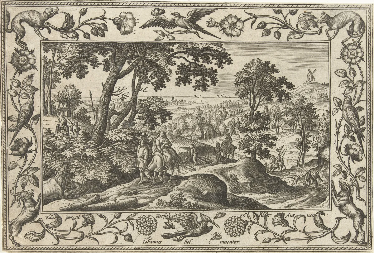 Vlucht naar Egypte by Unknown, print, 1582-1586