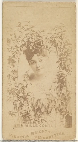 Mlle. Conti, from the Actors and Actresses series (N45, Type 1) for Virginia Brights Cigarettes by Allen & Ginter, photograph, 1885-1891