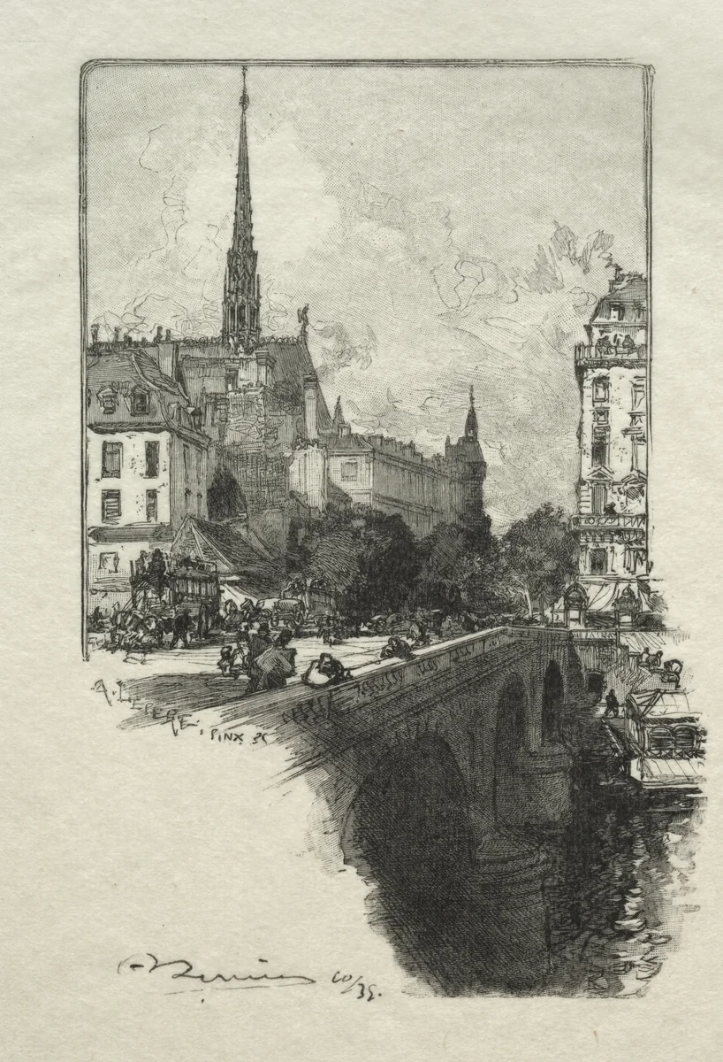 Le Pont St. Michel by Auguste Louis Lepère, print, 1890