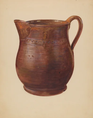 Earthenware Pitcher by Mina Lowry, index of american design, 1940