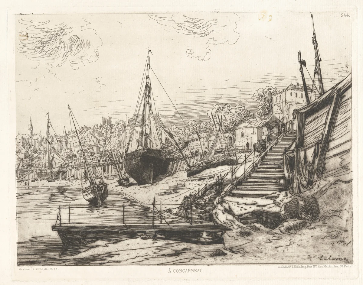 À Concarneau (Trouville) by Maxime Lalanne; Alfred Cadart, print, 1874