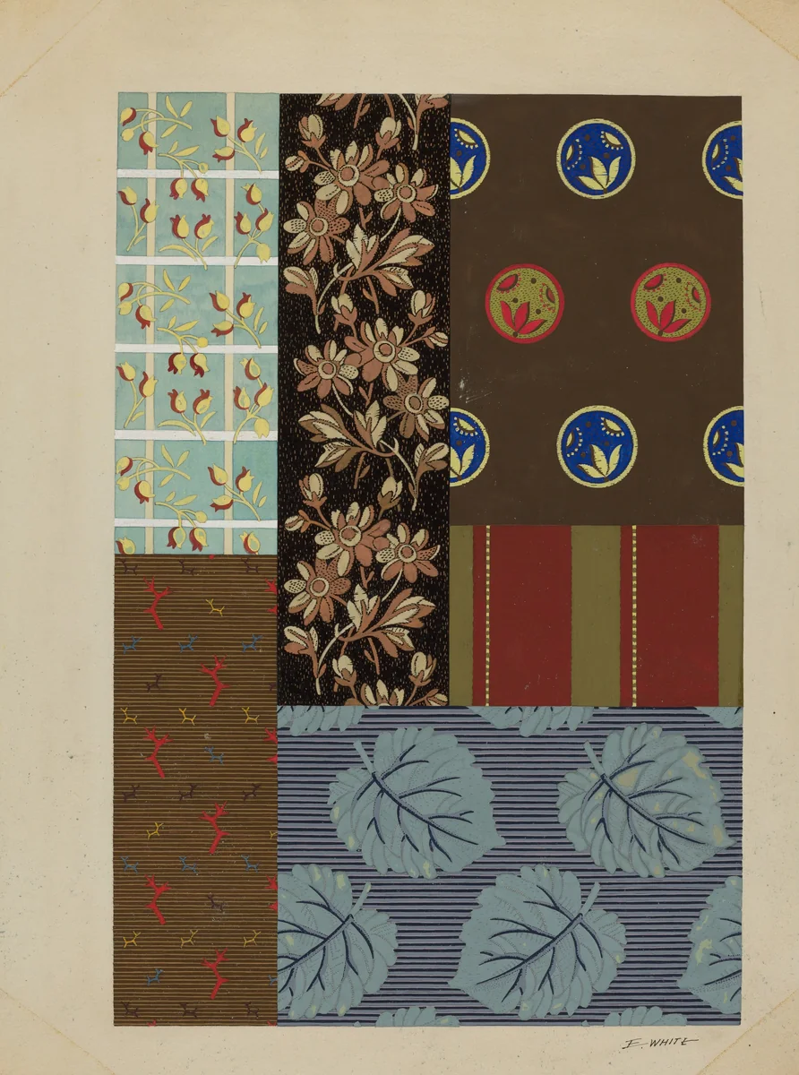 Materials from Quilt by Edward White, index of american design, 1936