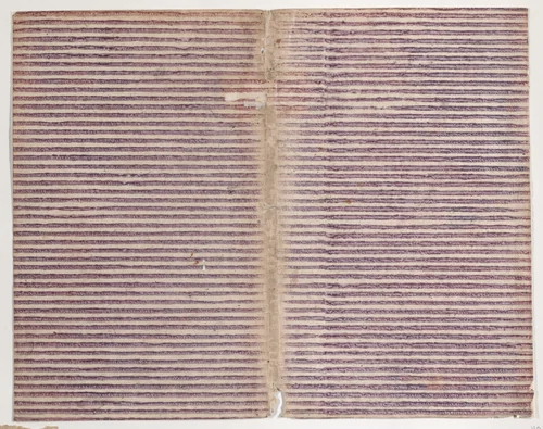 Book cover with overall purple stripe pattern by anonymous, print, 1800-1900