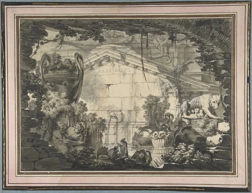 Architectural Fantasy by Johann Ferdinand, drawing, 1750-1816