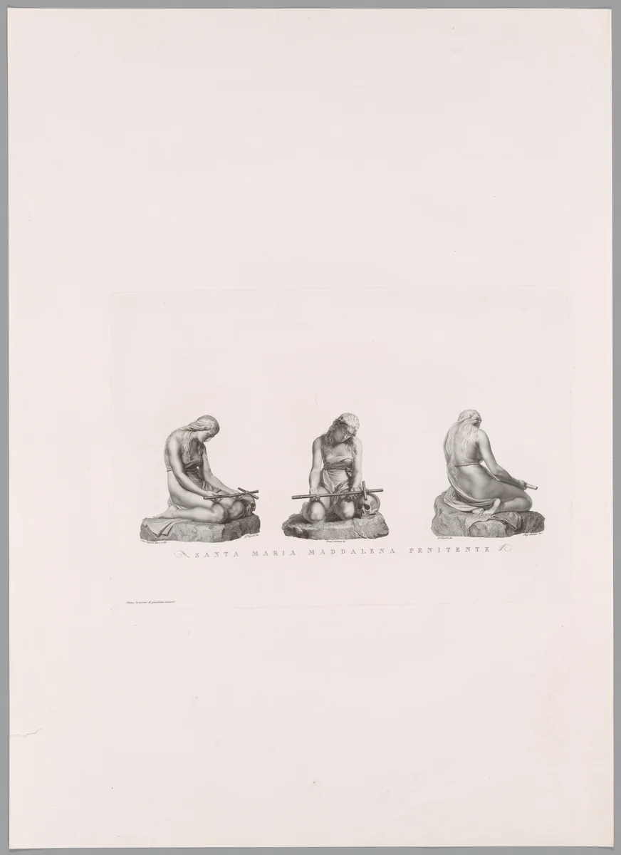 Saint Mary Magdalene Penitent, from Oeuvre de Canova by Angelo Bertini, print, 1817