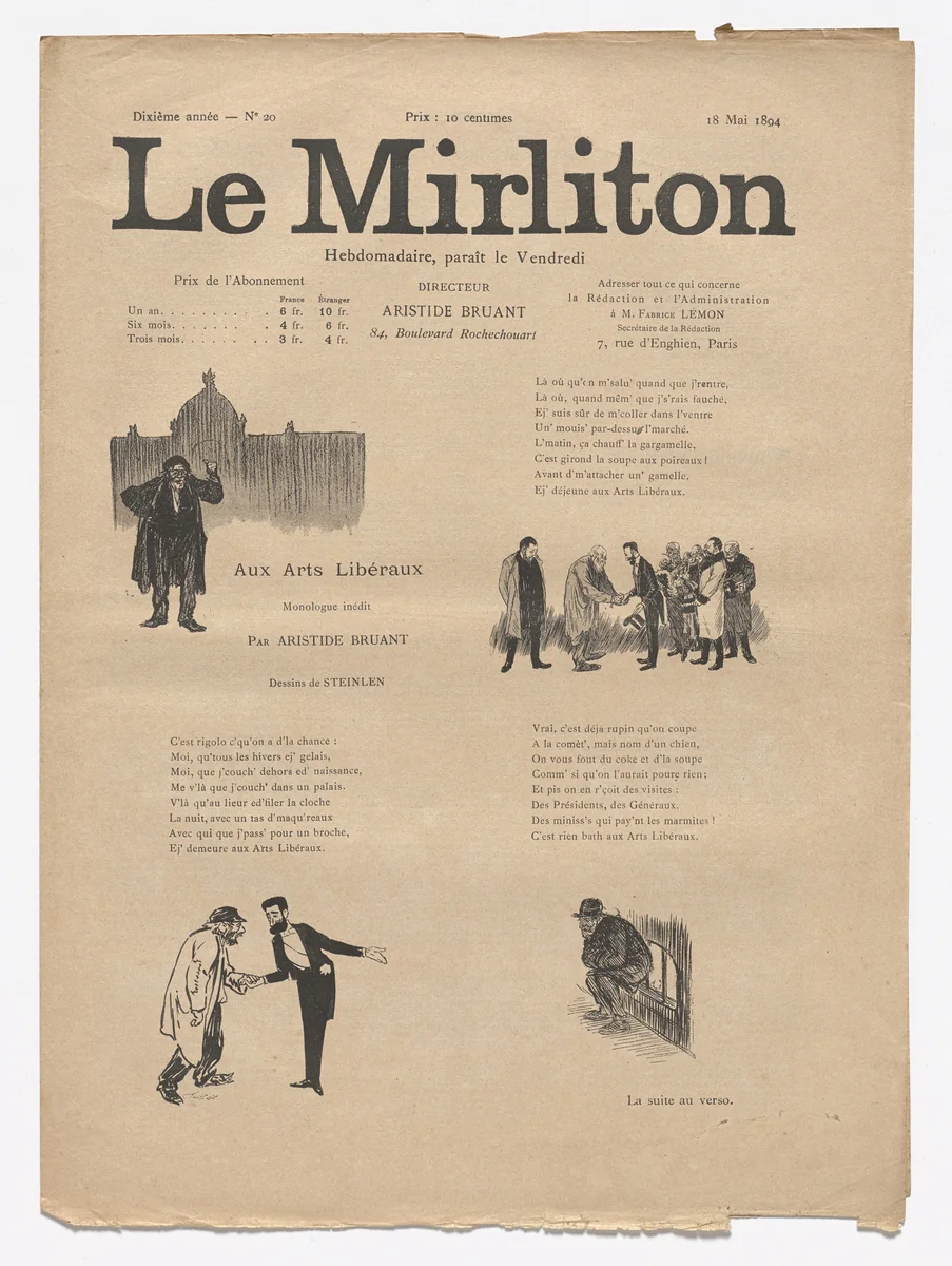 Le Mirliton, no. 20 by Théophile-Alexandre Steinlen, periodical, 1894