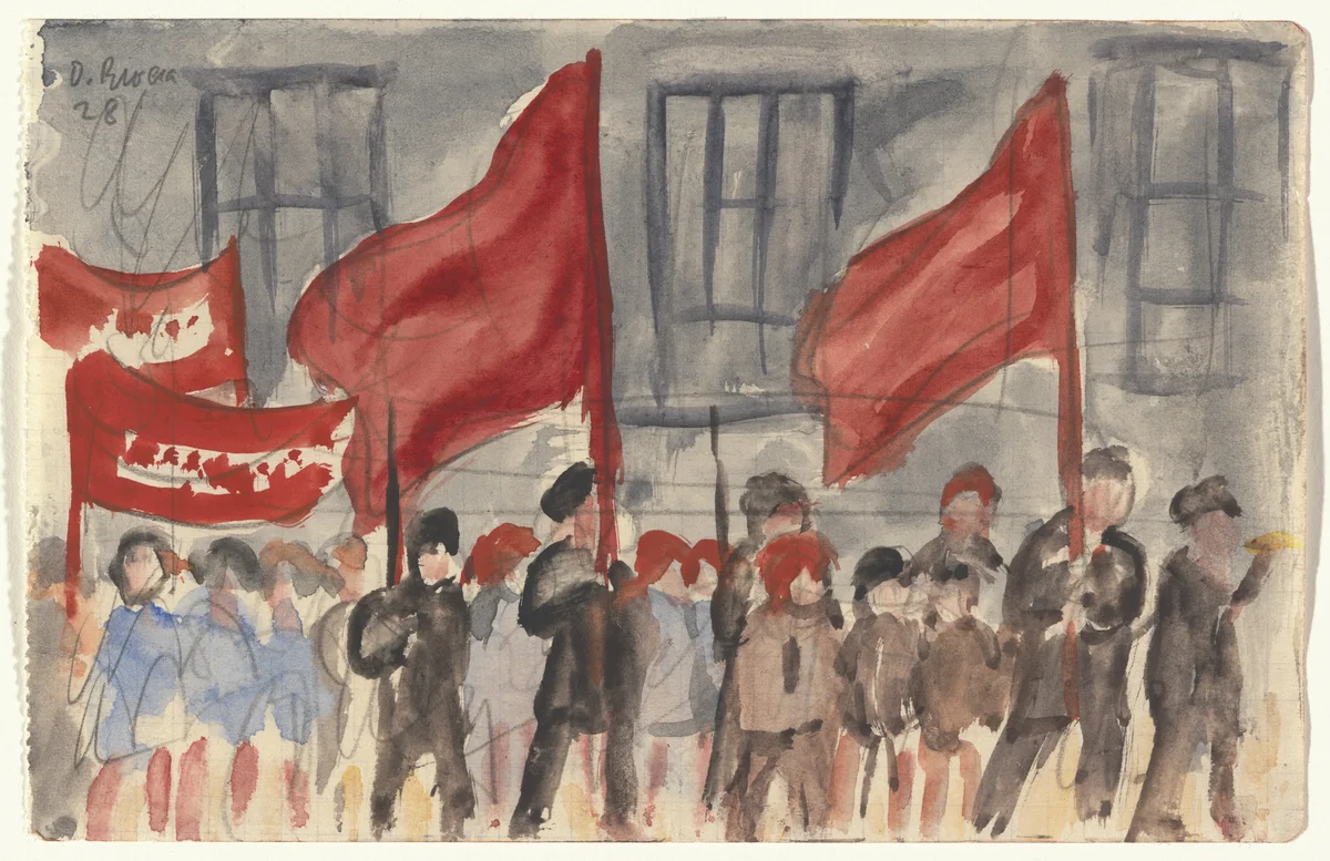May Day, Moscow by Diego Rivera, drawing, 1928