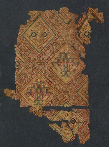Fragment with jewel-like silk by Unknown, textile, 800-899