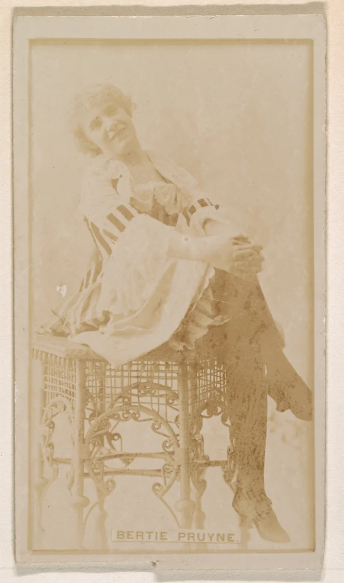 Bertie Pruyne, from the Actresses series (N245) issued by Kinney Brothers to promote Sweet Caporal Cigarettes by Kinney Brothers Tobacco Company, photograph, 1890