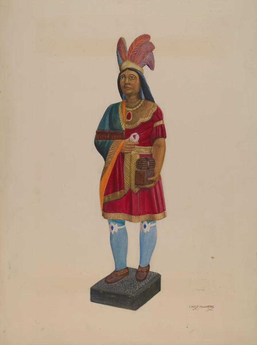 Cigar Store Indian by Chris Makrenos, index of american design, 1937