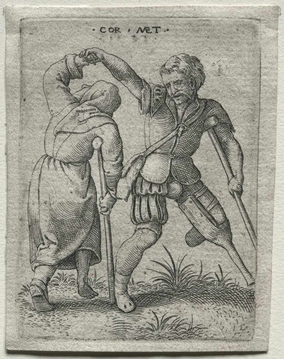 Dancing Cripples by Cornelis Massys, print, 1528-1548
