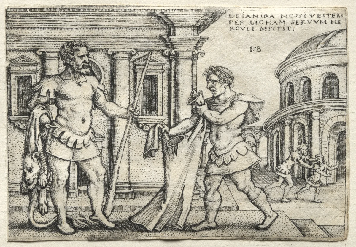 The Labors of Hercules: Hercules Receiving the Garment Steeped in Nessus' Blood by Hans Sebald Beham, print, 1542