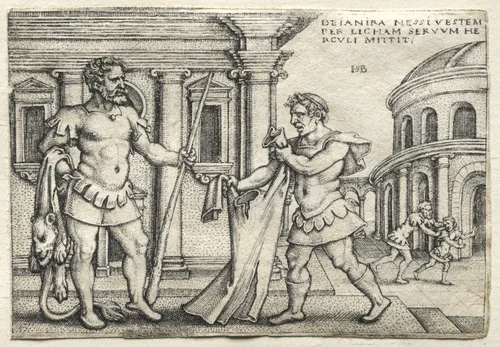 The Labors of Hercules: Hercules Receiving the Garment Steeped in Nessus' Blood by Hans Sebald Beham, print, 1542