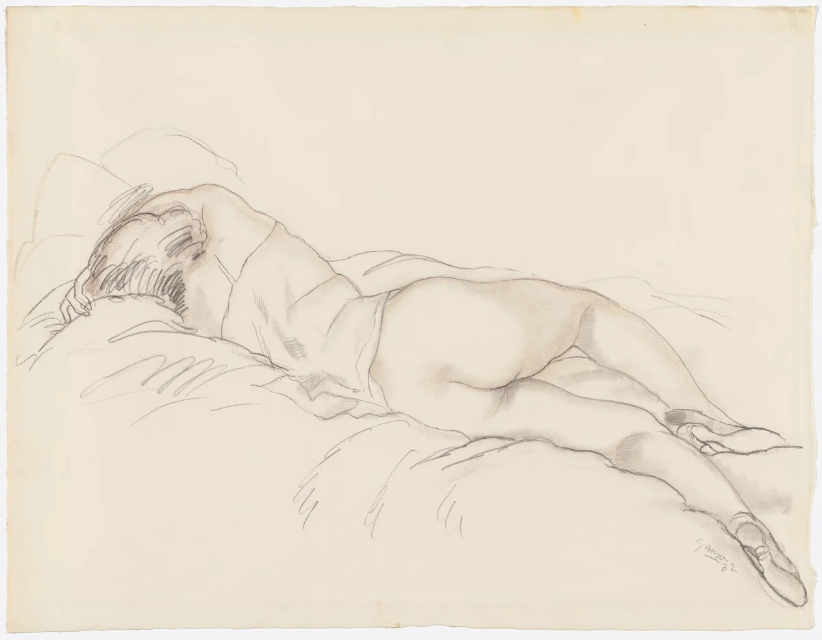 Nude in Chemise by Emil Ganso, drawing, 1932