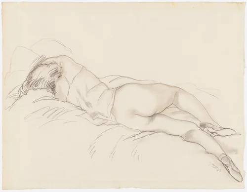 Nude in Chemise by Emil Ganso, drawing, 1932