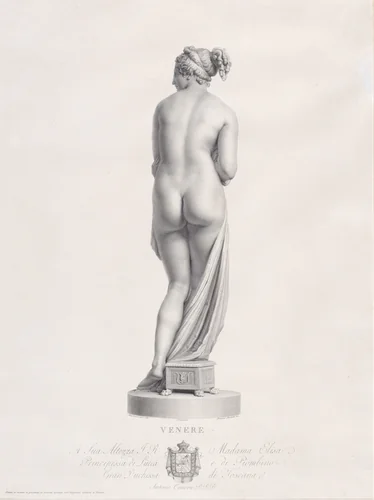Venus, back view, from "Oeuvre de Canova: Recueil de Statues..." by Domenico Marchetti, print, 1817