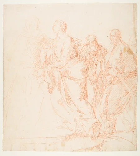 The Visitation of Our Lady (Luke 1:39-56)(recto); Zachariah (verso) by Giacomo Zoboli, drawing, 1681-1767