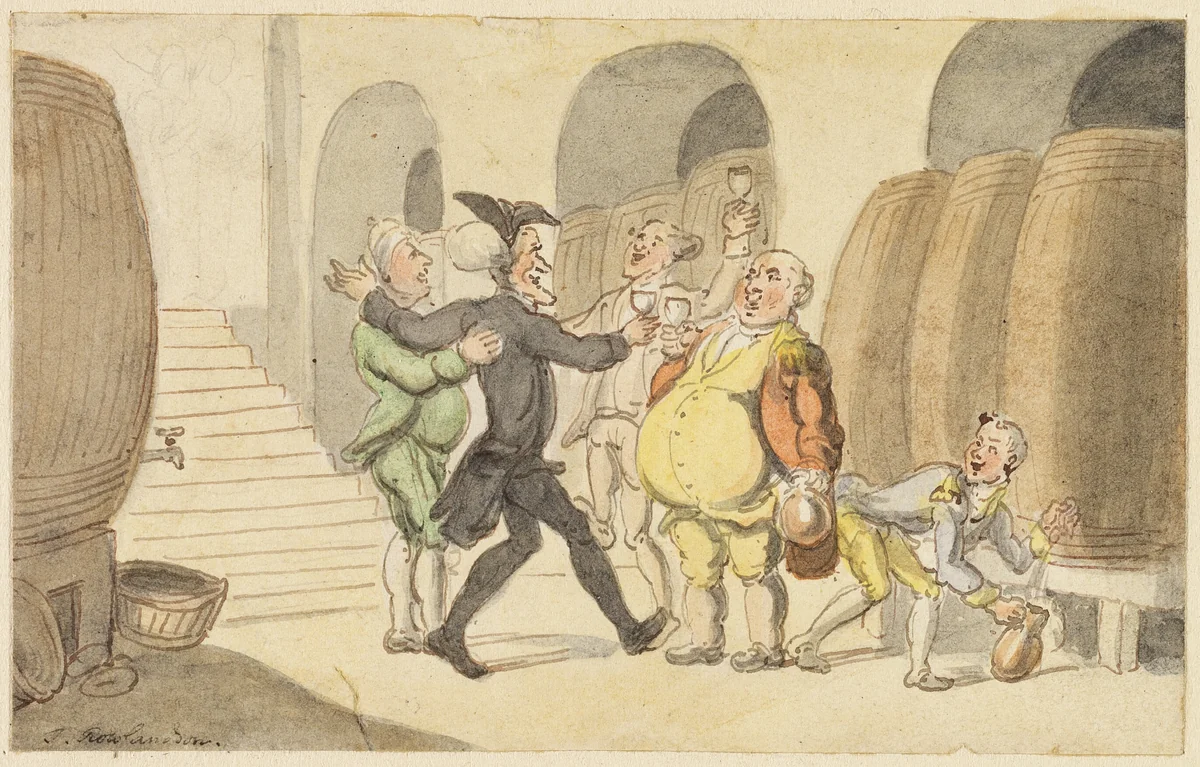 Study for Dr. Syntax made Free of the Cellar by Thomas Rowlandson, painting, 1802-1827