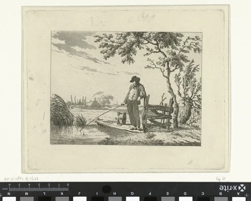 Visser op vlonder by Hermanus Fock, print, 1781-1822