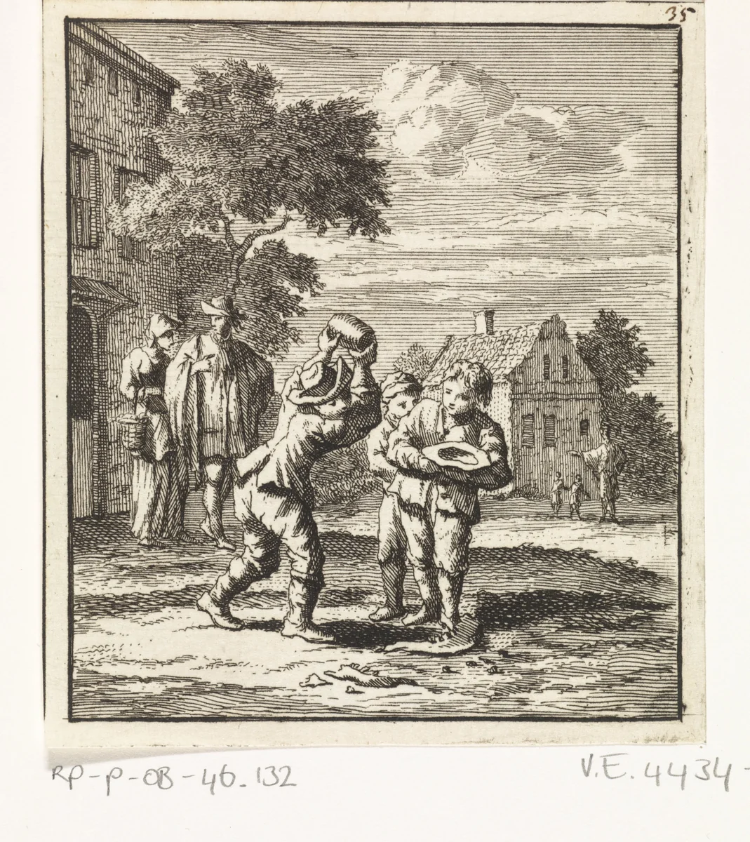 Kinderen spelen ossekies by Zacharias Chatelain, print, 1712