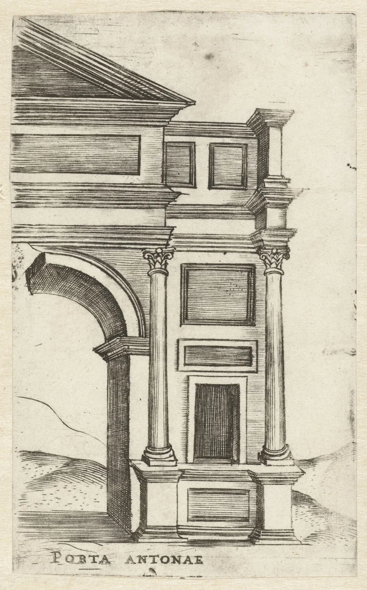 Deel van een klassieke triomfboog by anonymous, print, 1500-1549