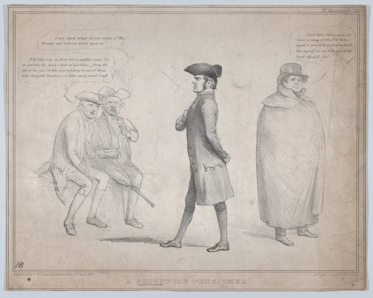A Greenwich Pensioner! by John Doyle, print, 1838
