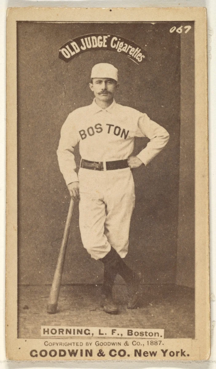 Horning, Left Field, Boston, from the Old Judge series (N172) for Old Judge Cigarettes by Goodwin & Company, photograph, 1887