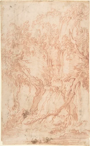 Trees and Rocks by anonymous, drawing, 1600-1700